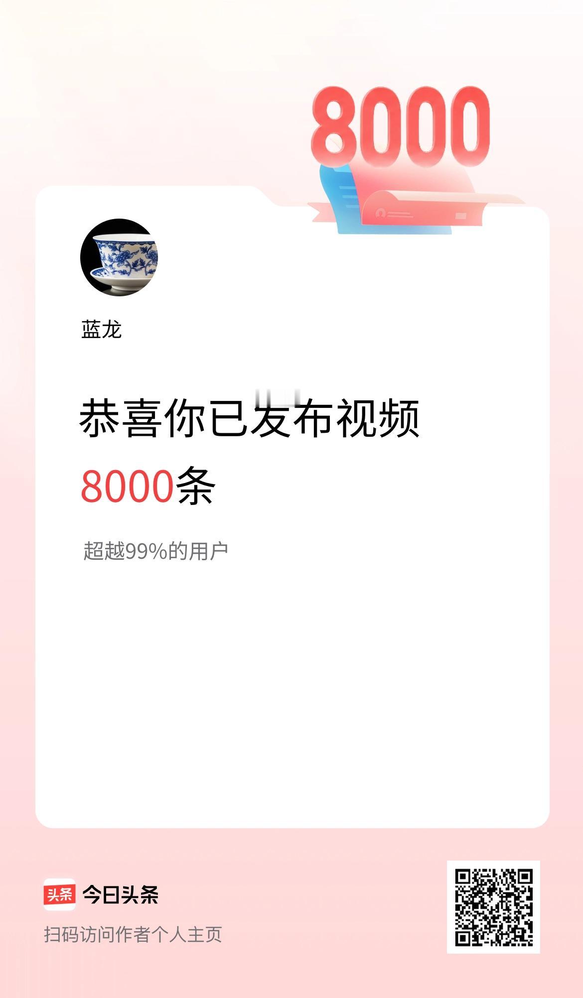 我在头条累计视频投稿8000个