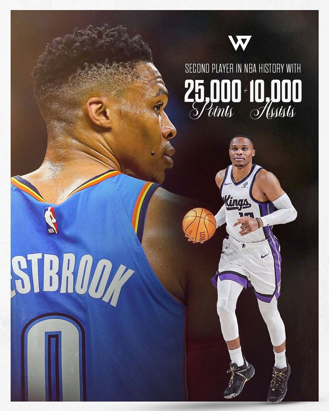 25000分+10000助攻，成为NBA历史第二位达到此成就的球员，自此数字只是