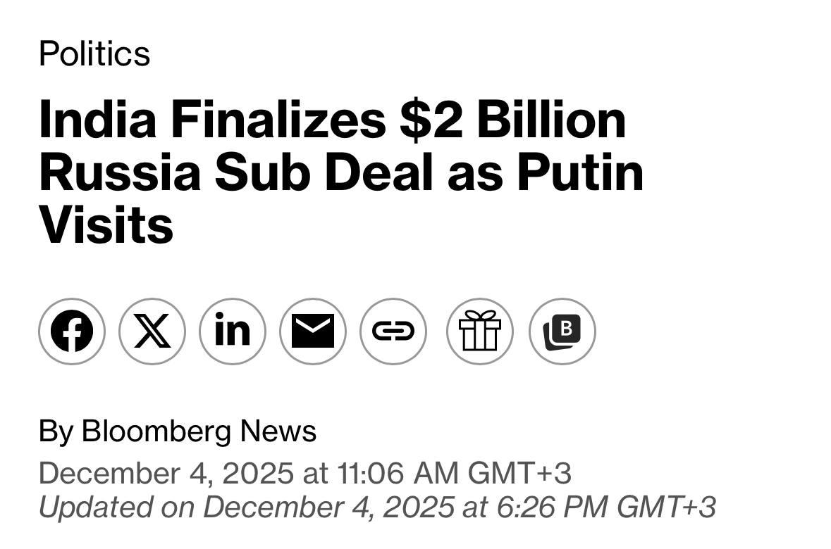 彭博社报道，印度计划租用俄罗斯的核动力潜艇，租期为10年，金额为2亿美元。该合同