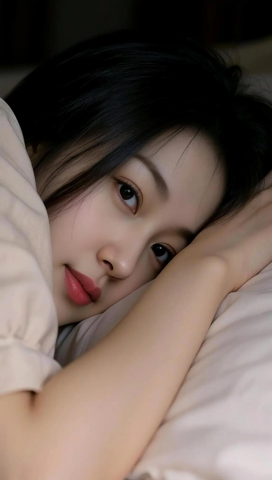 沉睡中的少女，温柔如梦，静谧如画。