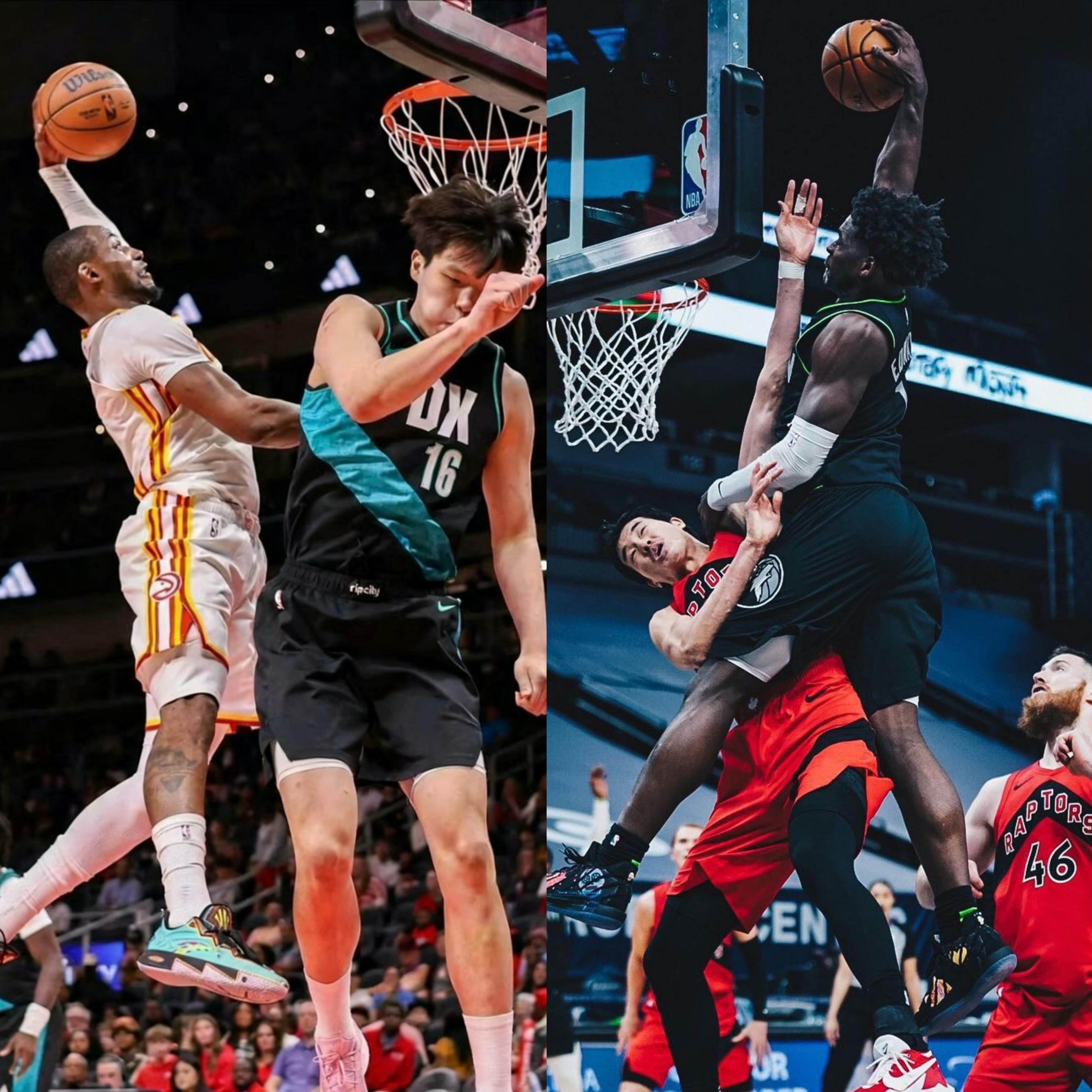 两位亚洲球员被隔扣瞬间 