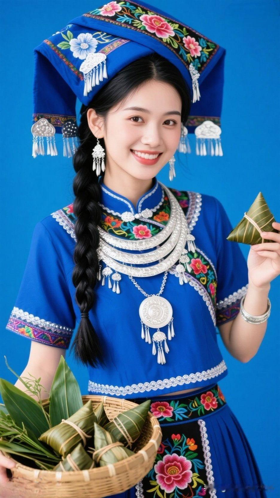 🌸绣纹里织进春日花事，银饰上坠满星河私语，竹篮里的粽香，是山野与民俗酿成的治愈