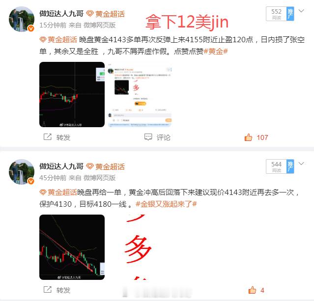 黄金 后面的行情就不去参与了，今晚继续做个小总结！早盘黄金第一单4140空至41