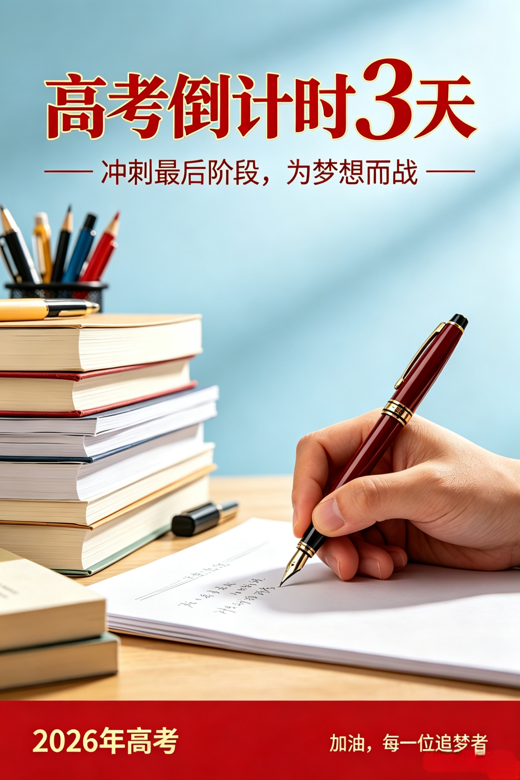 大学生喜爱内容共创计划高考加油 翻过的书页写满坚持，流过的汗水浇灌梦想。⏳高考倒