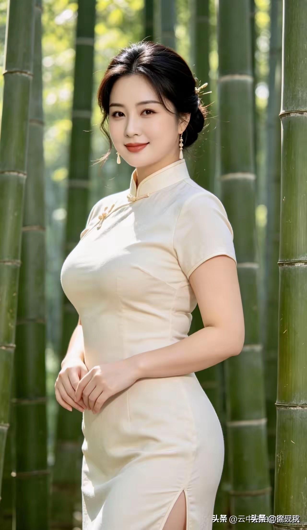 微微一笑百媚生，
玉如圆润绽风情。
青丝如瀑随风舞，
恰似春风拂柳青。