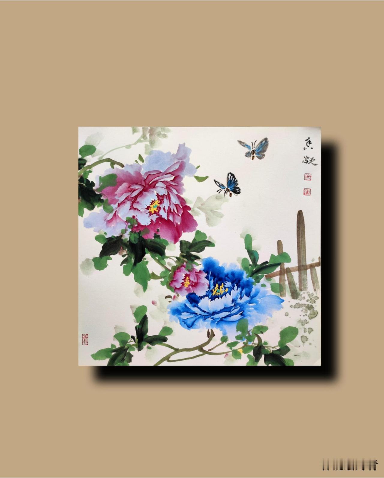 早安，美好的时间，遇见最美的的你#牡丹花画法视频 #原创作品 #国画教程 #香凝