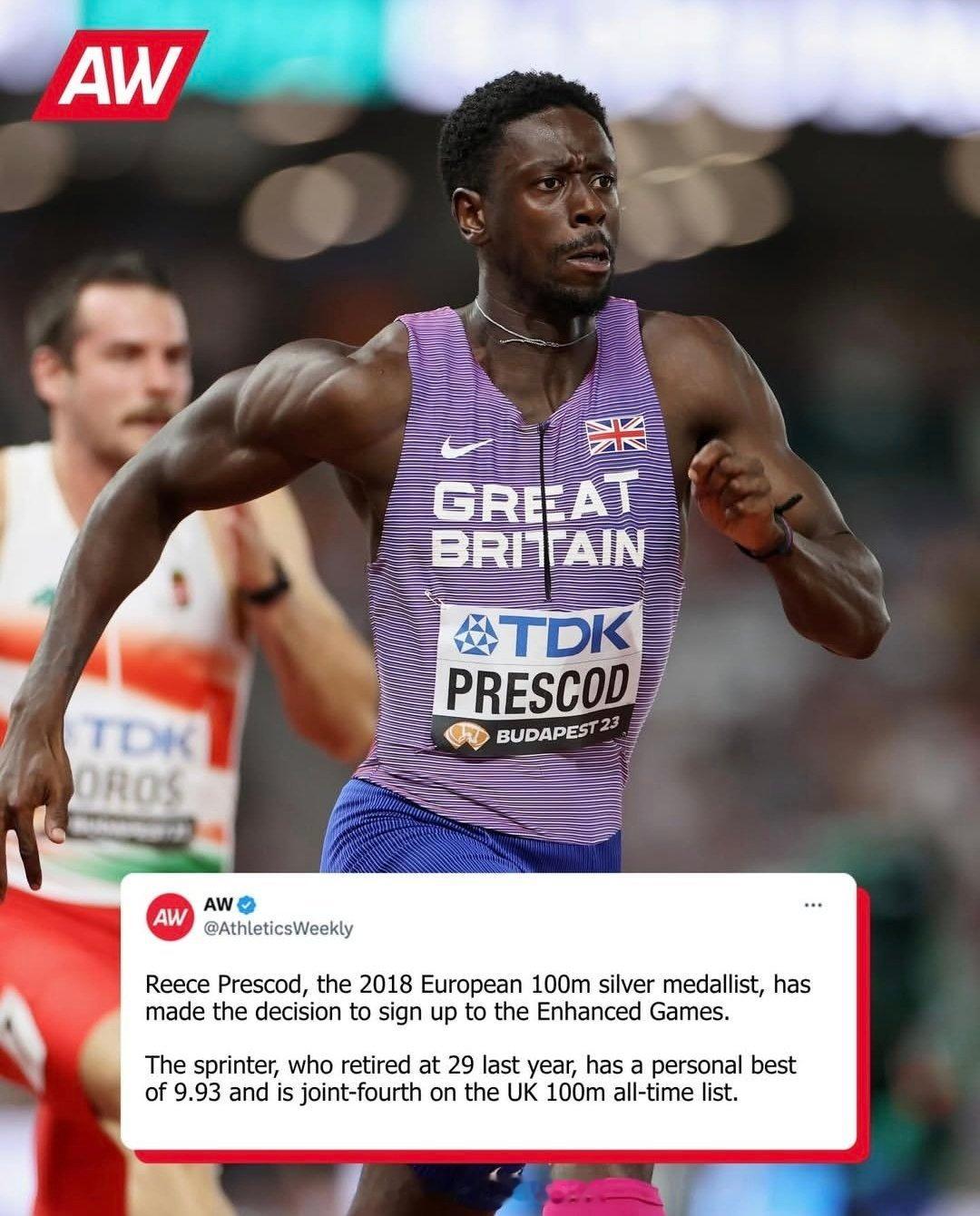 英国瞬移哥🇬🇧普雷斯科德也加入了Enhanced Games。在此之前他已经