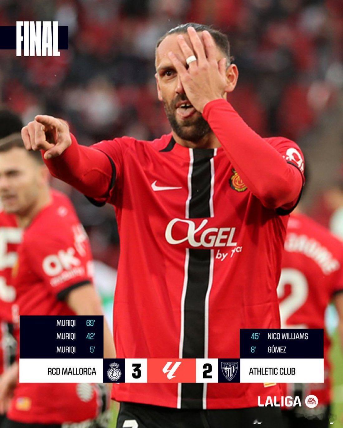 【补档/数说】穆里奇西甲首带帽2025-26赛季，西甲20轮，皇家马略卡3-2毕