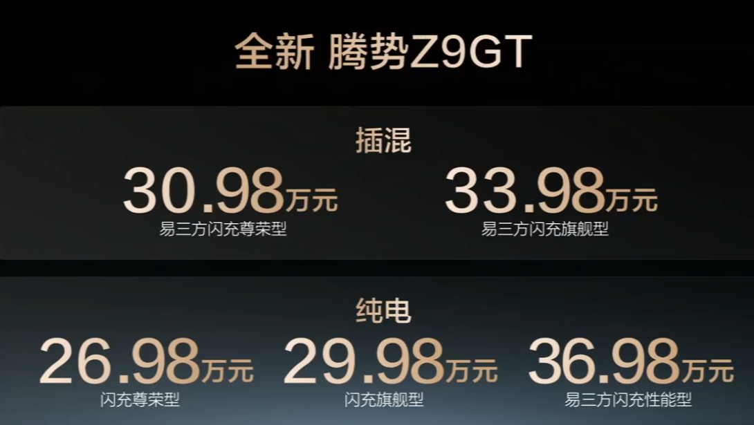 6.98-36.98万的腾势Z9GT还不够猛吗？腾势Z9GT驱动形式：纯电/插混