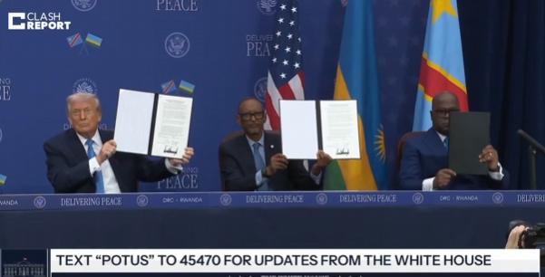 【美国、刚果民主共和国和卢旺达签署和平协议。】