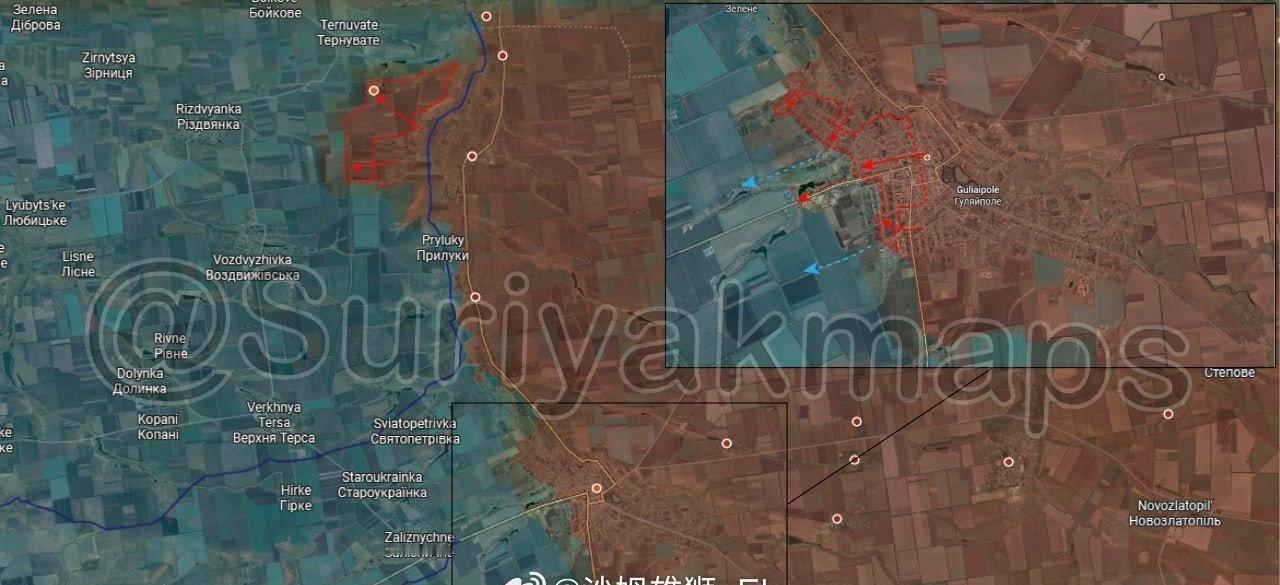俄军控制了胡里艾博勒市超过90%的市区，目前乌军已经将第425突击团一部从红军村