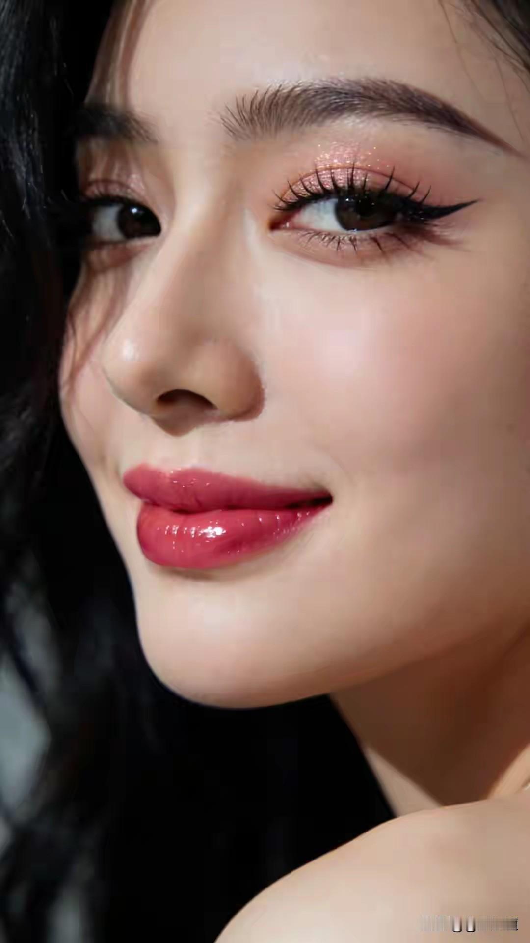 笑靥如花绽芳华，
眼眸藏星映流霞。
眉清目秀，美若冠玉
红唇特写，一眼封神
骨相