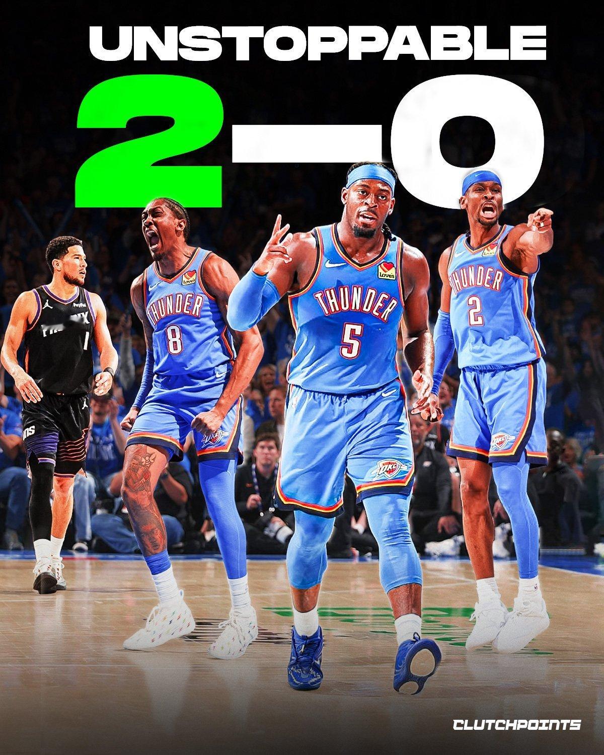 狄龙下半场化身小卡，J-Dub伤退让雷霆在衔接段有点哑火，但最多领先26分的雷霆