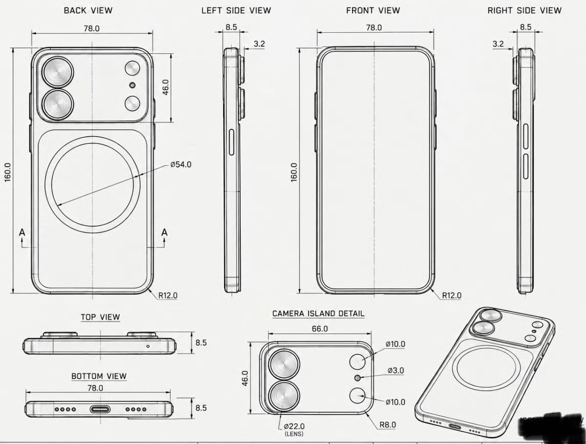 iPhone18外观曝光[思考] iPhone 18 是这样的 大家觉得好看吗！