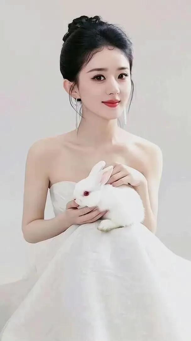 笑眼弯弯藏星光
软衫白兔伴清芳
伏案凝眸韵味长
这般温柔灵动的绝美模样，你最偏爱