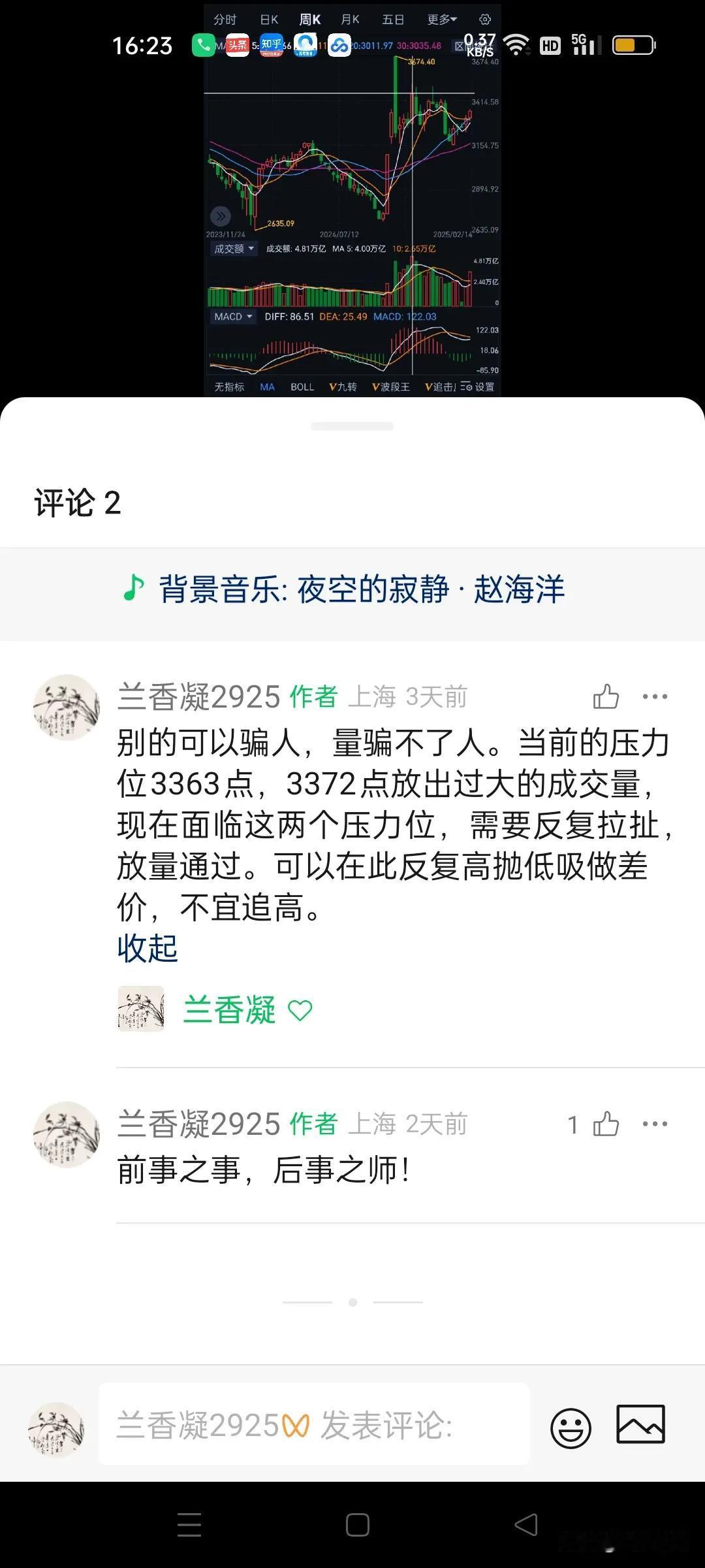 这是我三天前预判的，压力位3363点和3372点，今天到3366点遇阻回落，别的