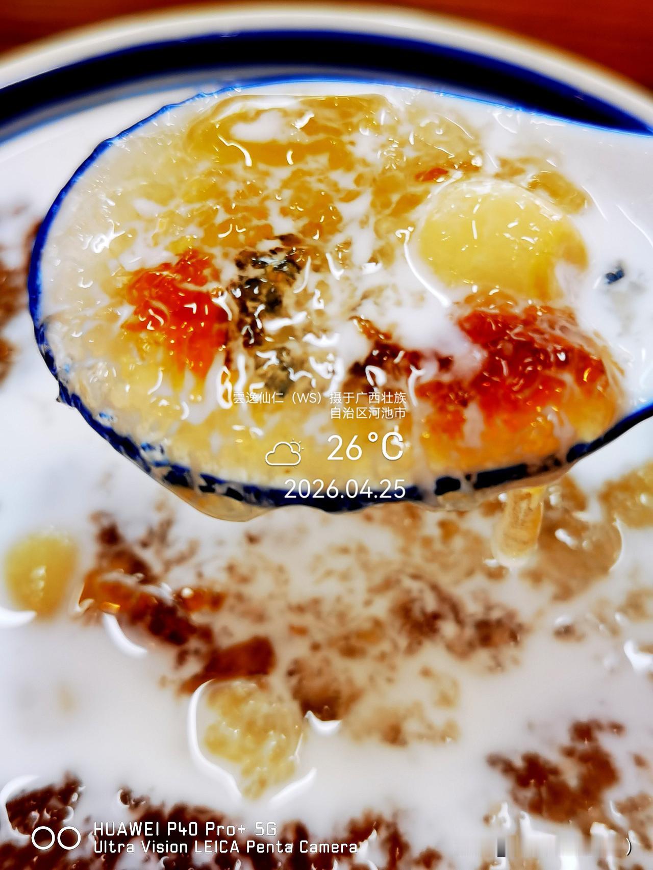 月居生活记录（9589）广西壮族自治区河池市（26）品尝小吃12：桃胶雪燕莲子椰