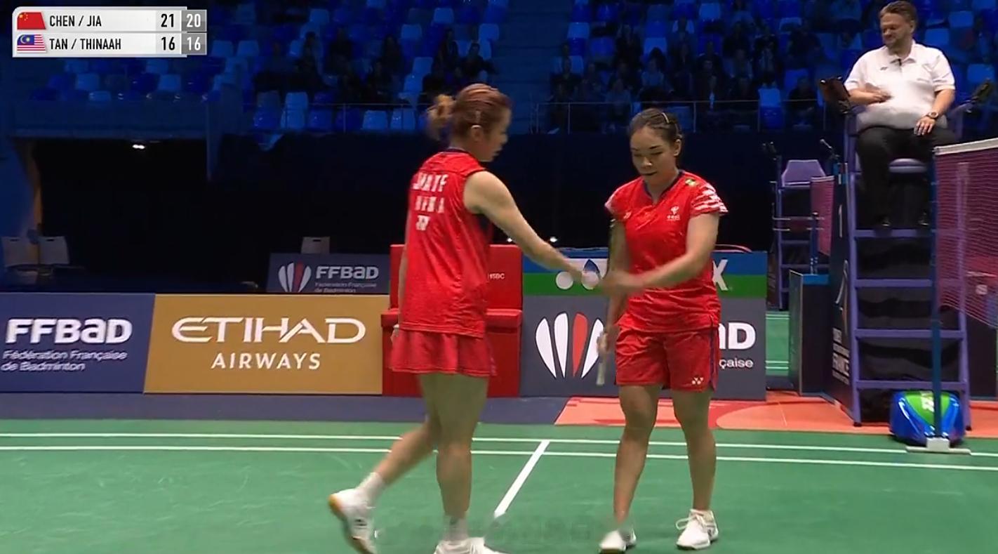 凡尘组合晋级法国赛半决赛陈清晨贾一凡2比0陈康乐蒂娜 2025年法国羽毛球公开赛