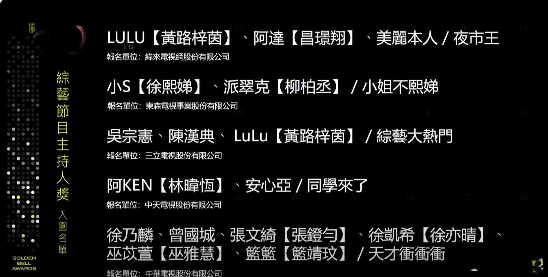小S确认将出席金钟奖 小S、派翠克入围第60届金钟奖 「综艺节目主持人奖」 并表