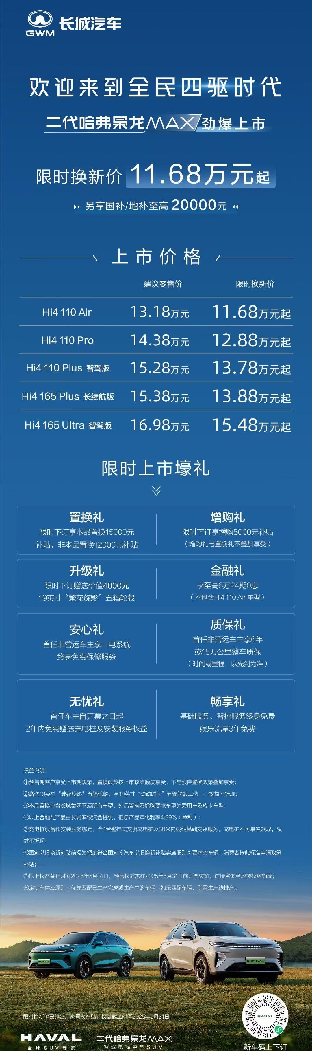 二代哈弗枭龙MAX上市11.68万起，长城用自己擅长的卷，全民四驱，给大家点有用