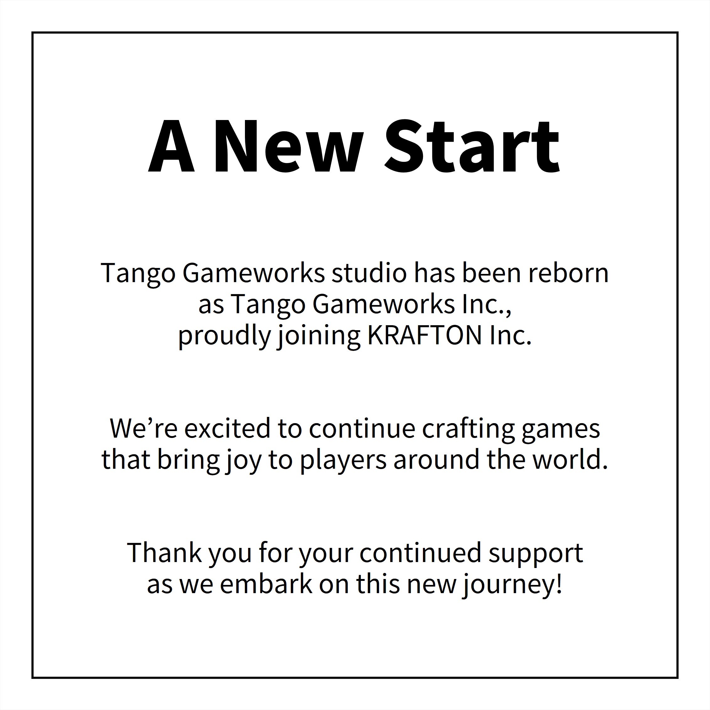 Tango Gameworks Studio 宣布将作为 Krafton 旗下子