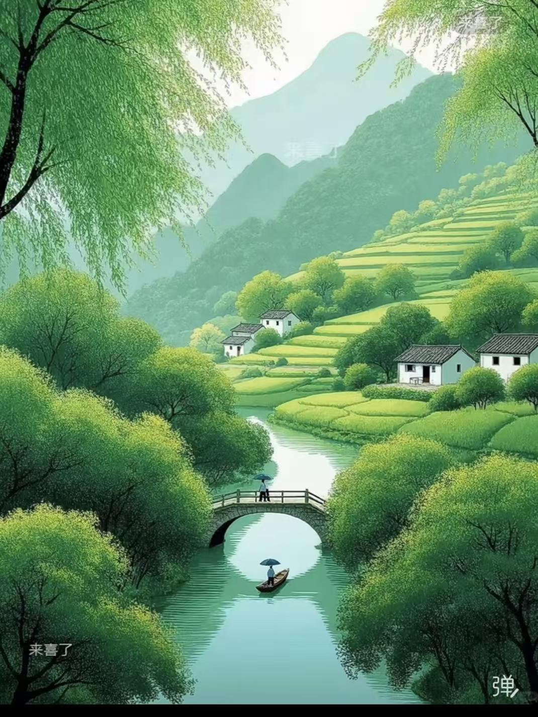 清江引·乡思
天涯最念乡味永，
一碗烟火盛。
水冽沁心脾，
蔬脆生香境。
抬头但