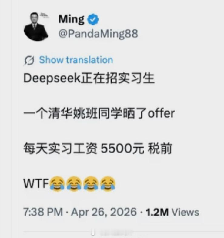 DeepSeek工资待遇太恐怖了 不是，实习工资税前每天5500？刨去工作日，月