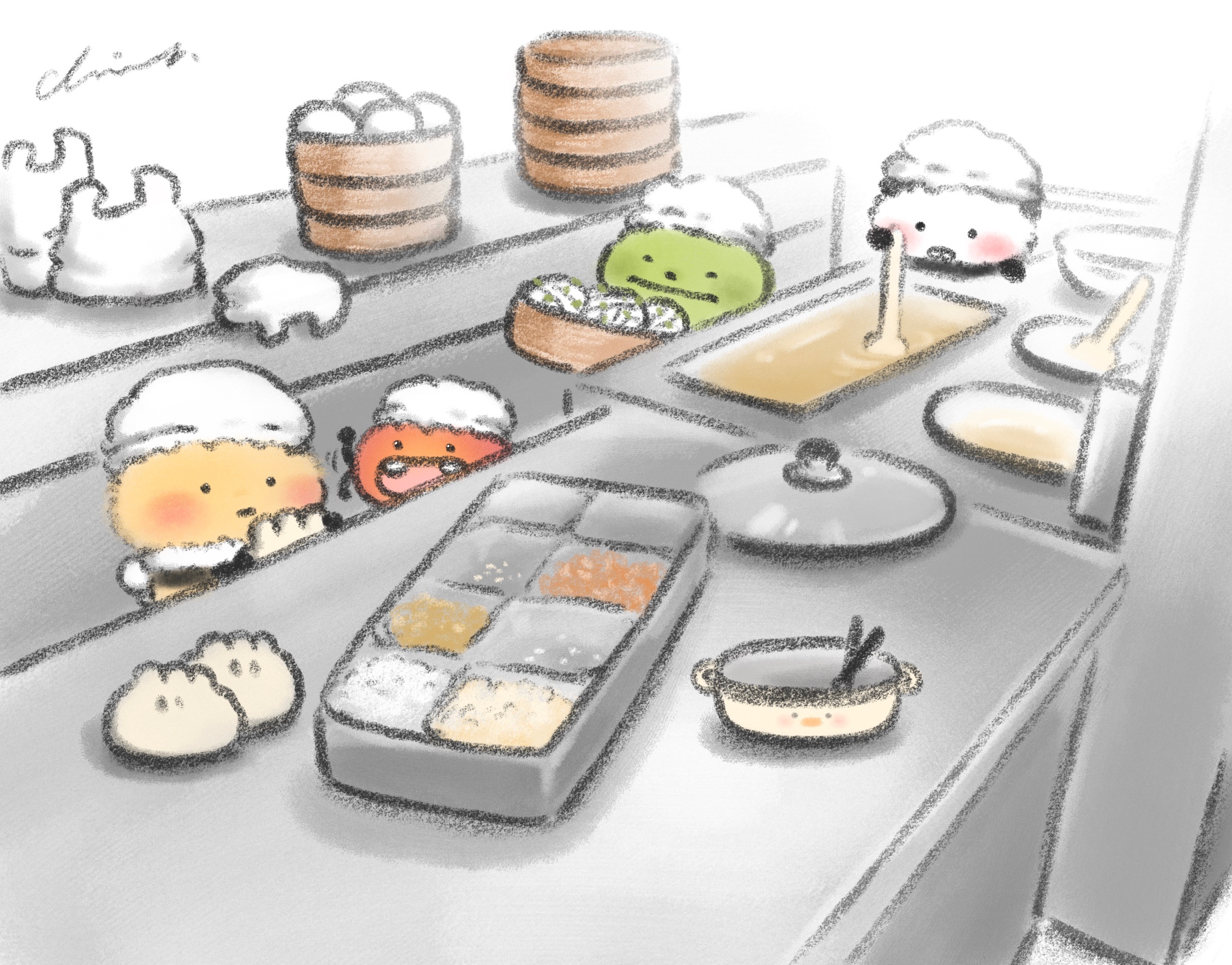 是早餐店来着，但是四位员工都起晚了。 