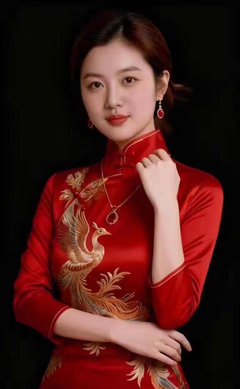 塞鸿秋·金凤红袍
丹裳一袭风华旧，
赤霞漫染胭脂秀。
金鸾展羽凌云透，
风姿暗把