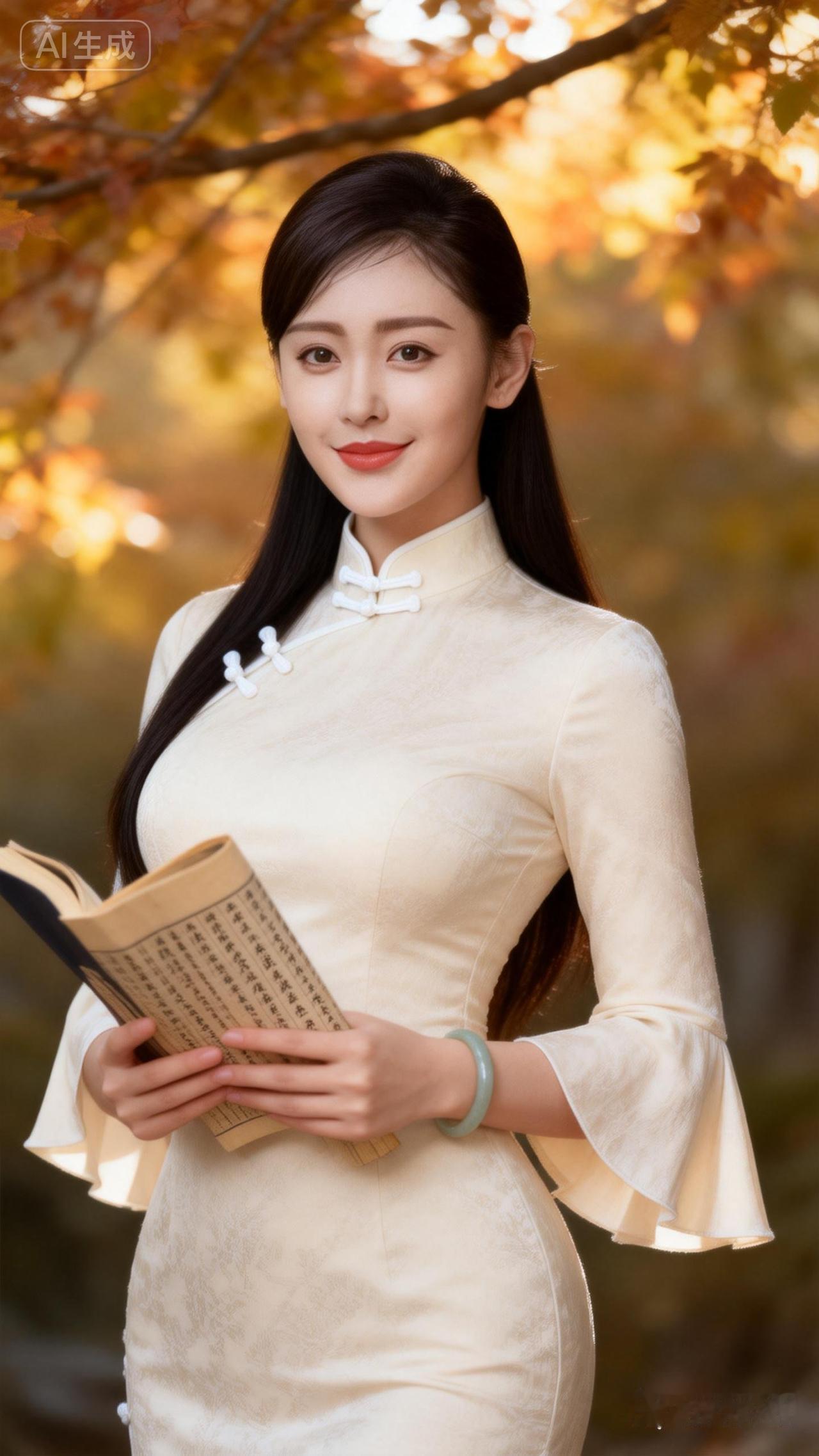 秋日暖阳下，书香美人，静享阅读时光。