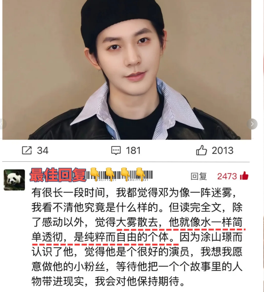 网友评论邓为的这条留言，真的是说到我心坎里了我觉得演戏和我们工作一样，用心没有用