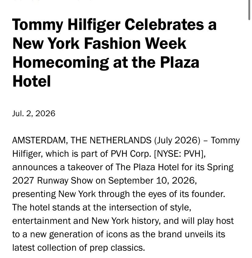 据悉，JISOO或将亮相 Tommy Hilfiger 2027 春季时装秀，该