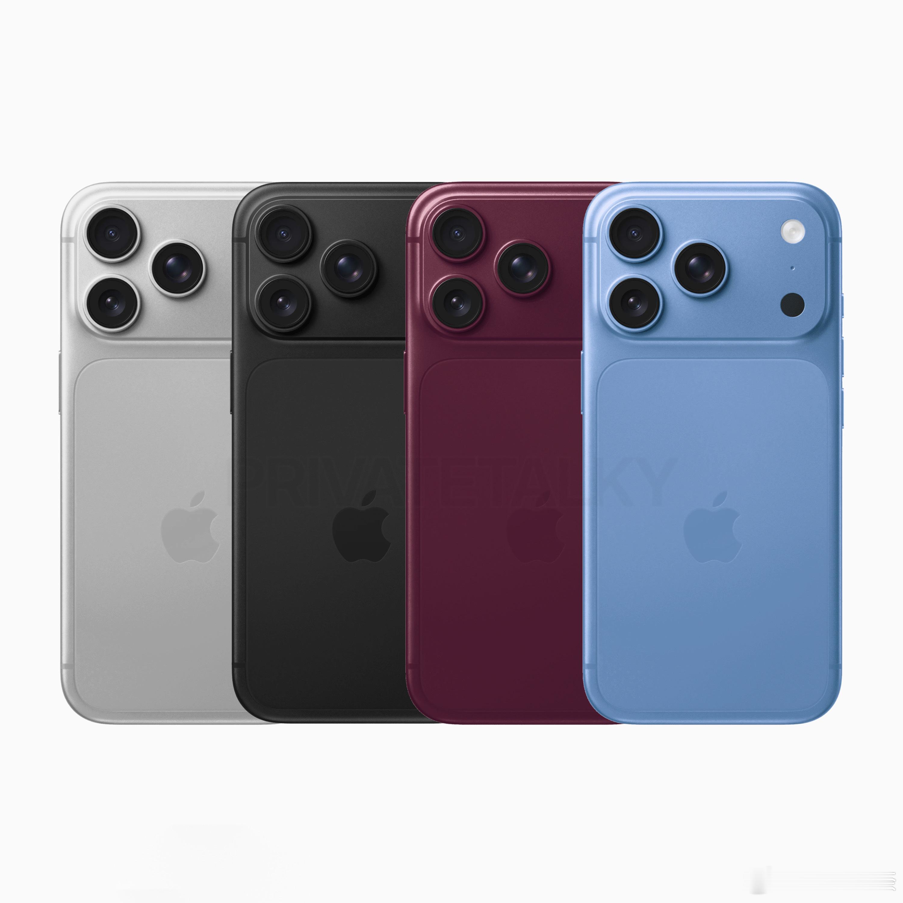 曝iPhone18Pro四款配色 看来这四款颜色应该是定了，但还是觉得蓝色看着最
