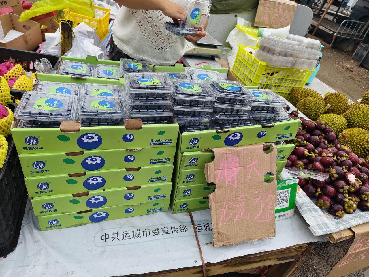 哇噻，在运城盐湖西街早市，蓝莓竟然卖10元三盒，真是便宜到家啦！关键可以实打实地