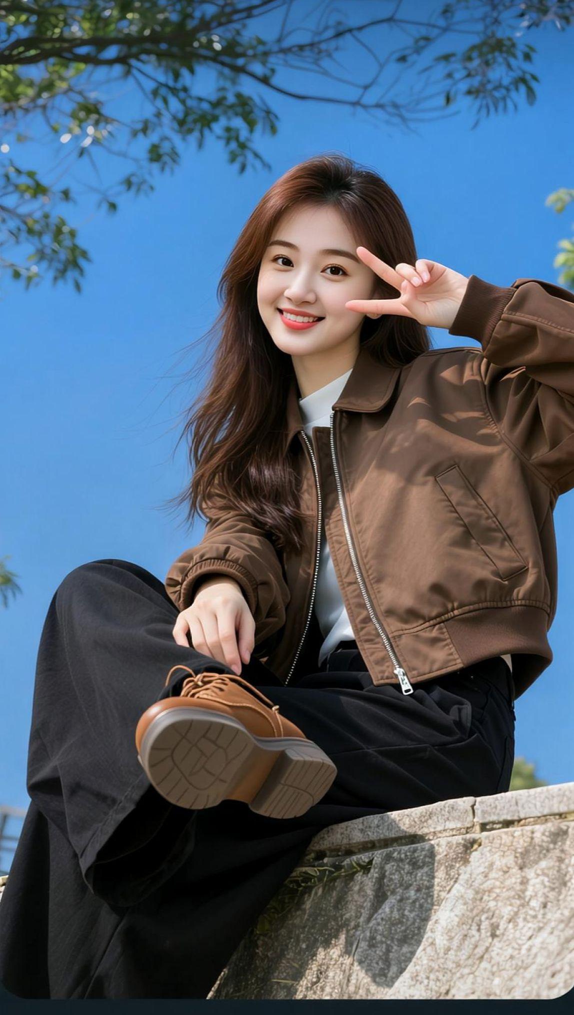 蓝天休闲照 抖音ai创作 美女 高颜值