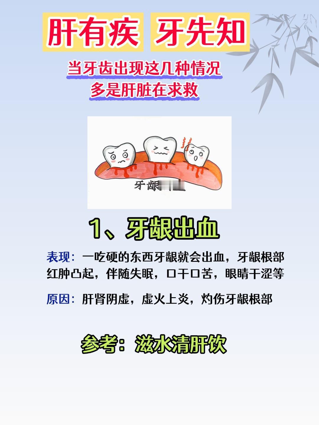 肝有病，牙先知!当牙齿出现这4种情况，多是肝脏在求救！

1.牙龈出血——肝虚火