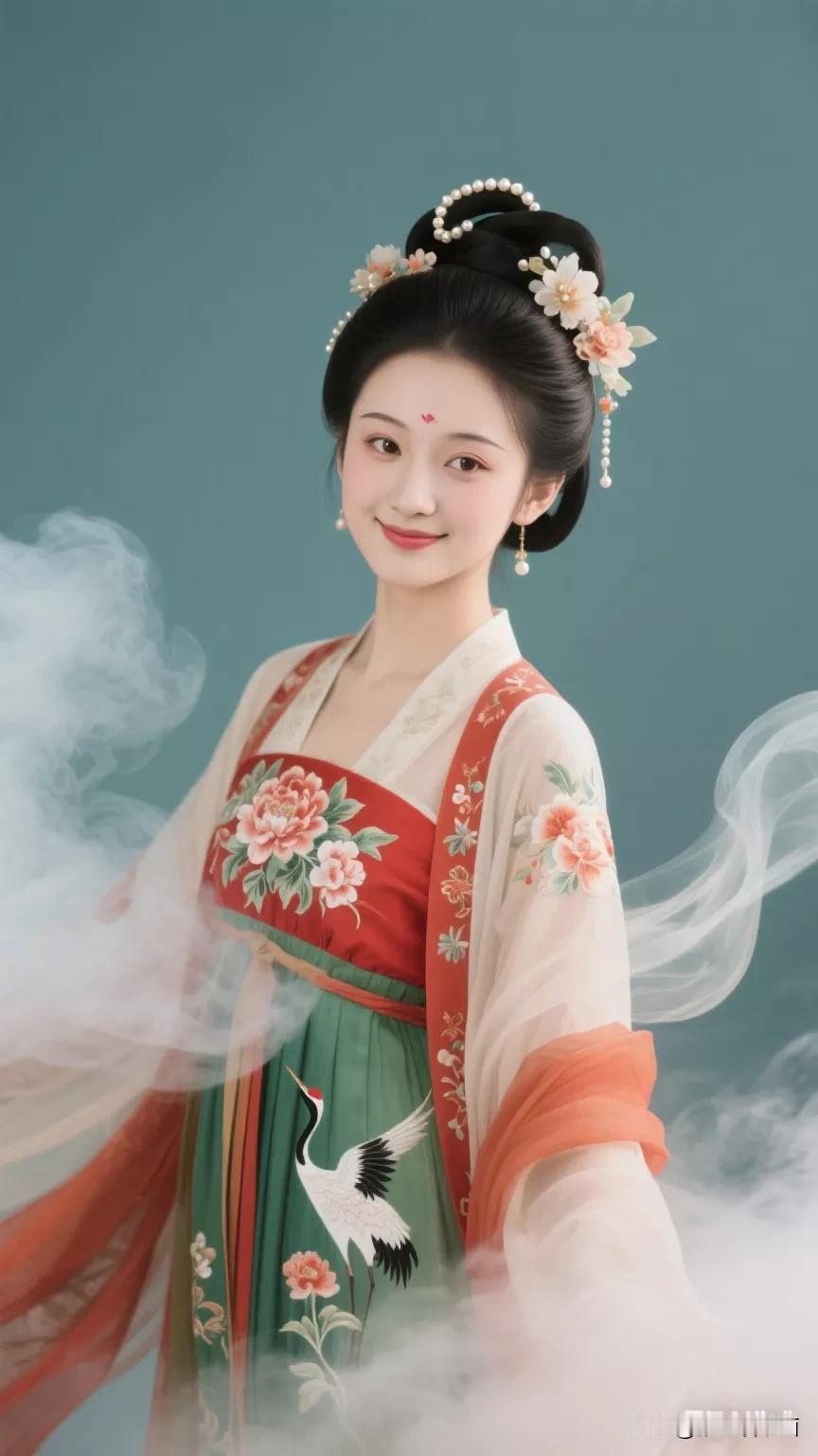 古典美人，花团锦簇，仙气缭绕，韵味十足！🌸💃🏻张立启原创书画AI作品古仕女