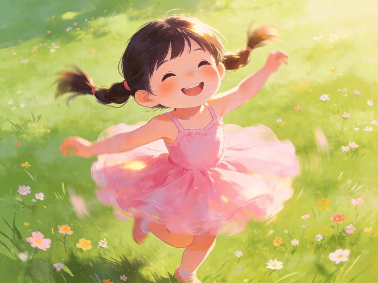 阳光下的快乐小公主，旋转跳跃的美好时光！🌸💃🌼纯真小公主