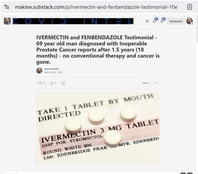 最新文章：伊维菌素和芬苯达唑见证——一位69岁被诊断患有无法手术的前列腺癌的男子