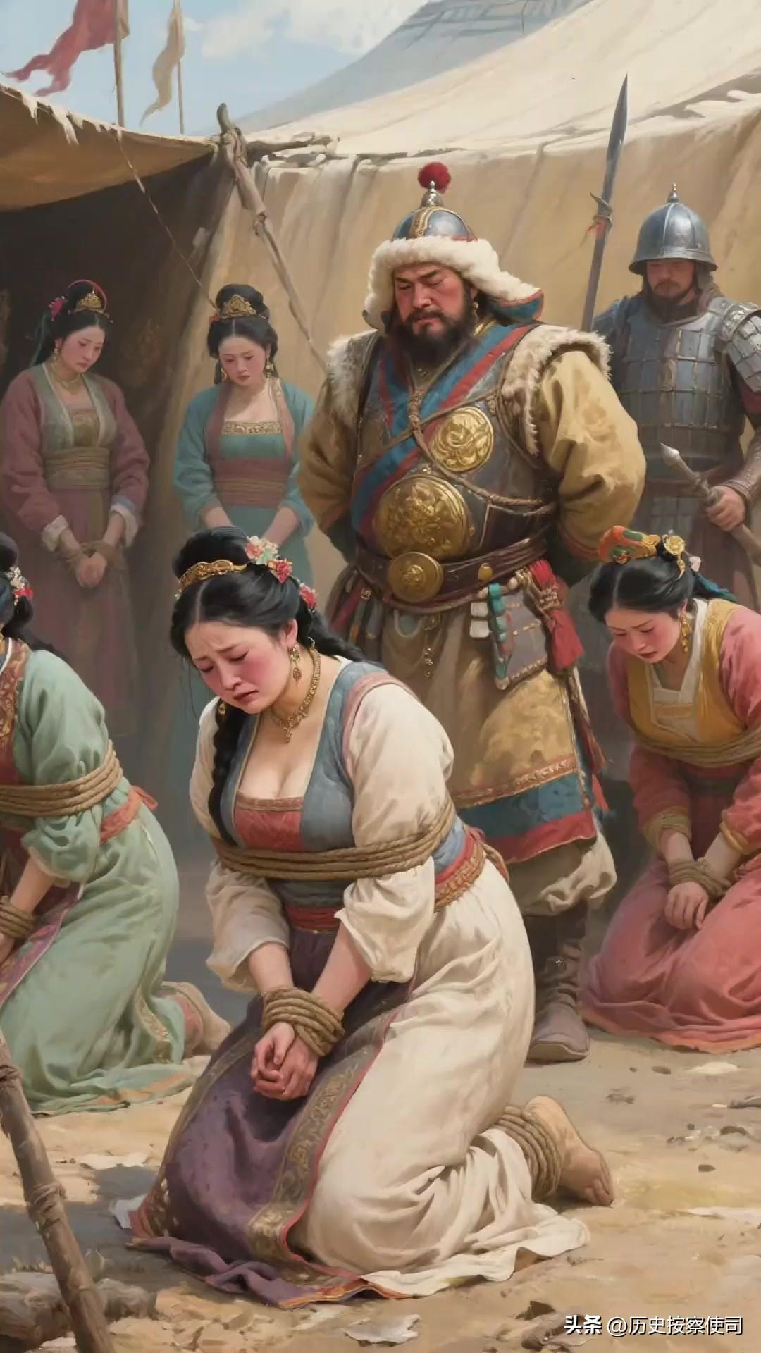靖康之时，金人屠城、劫掠都有真实记载，而对最高级的俘虏，诸如宋徽宗宋钦宗的直系亲
