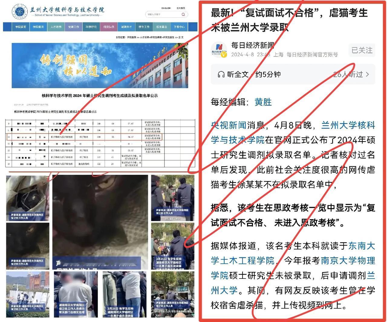 怒了！兰大考研调剂名单公布，虐猫考生落榜：上传视频者成罪魁祸首！断送别人一生，良