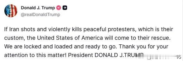 🚨突发新闻：特朗普准备打击伊朗——美军进入全面战备状态

“如果伊朗像往常一样