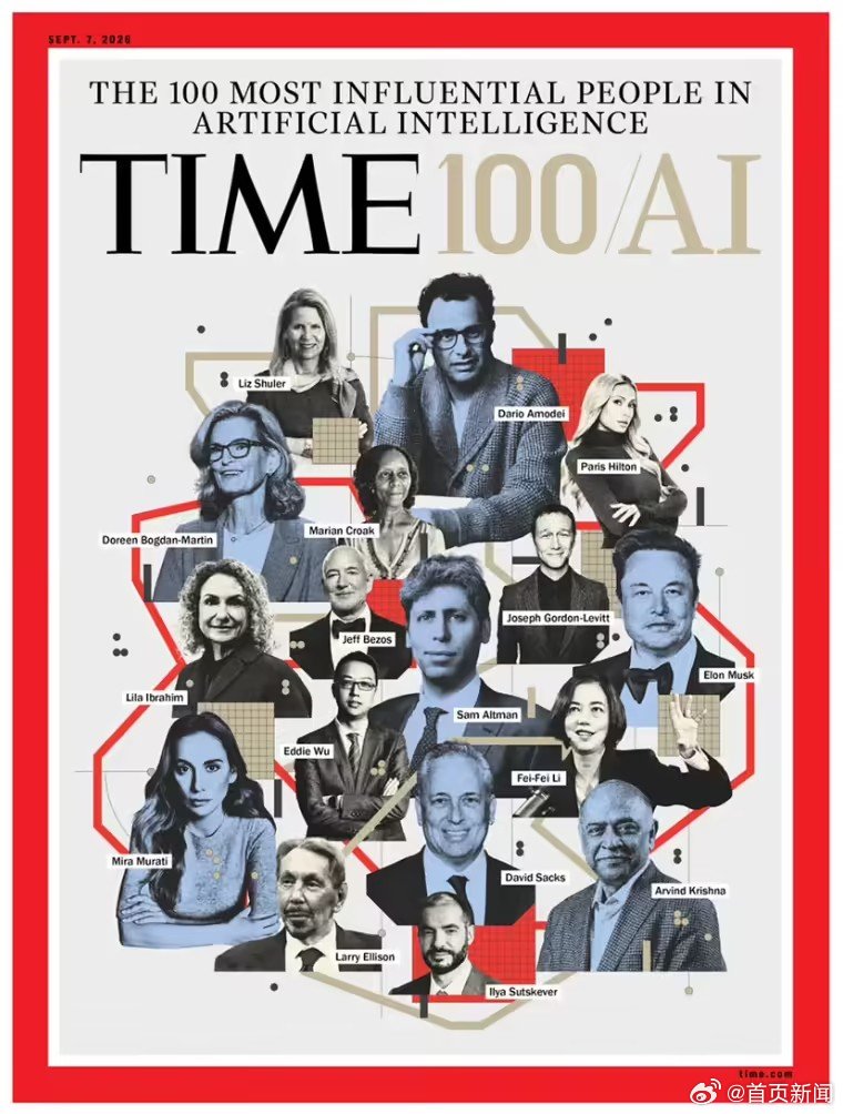 【时代杂志发布2026全球AI百大人物】吴泳铭马斯克奥尔特曼同登时代封面 8 月