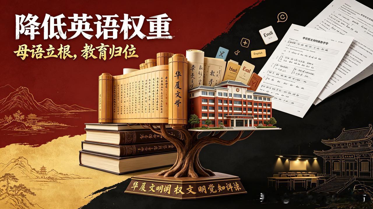 弘扬华夏文明大势所趋，英语该退出中高考高权重主科地位
 
当下教育最大的结构性问