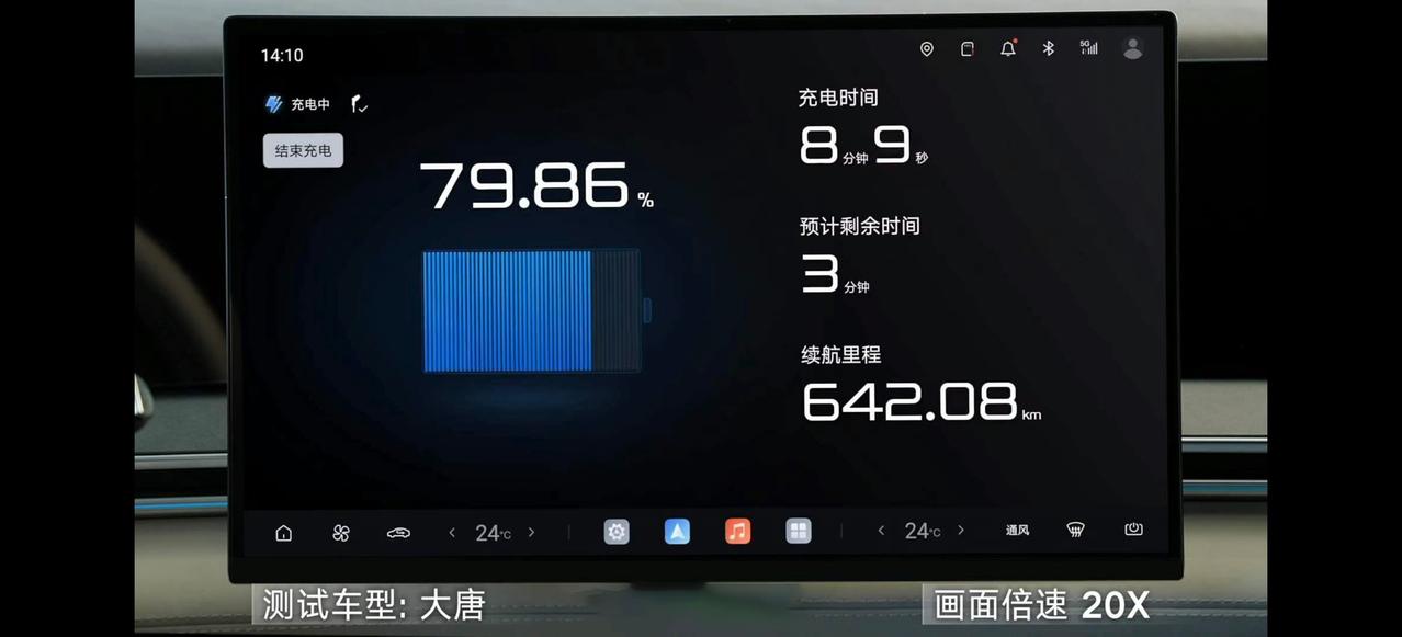 比亚迪这个快充速度，5分钟充70%，已经和油车差不多了。就是不知道专用充电桩铺开