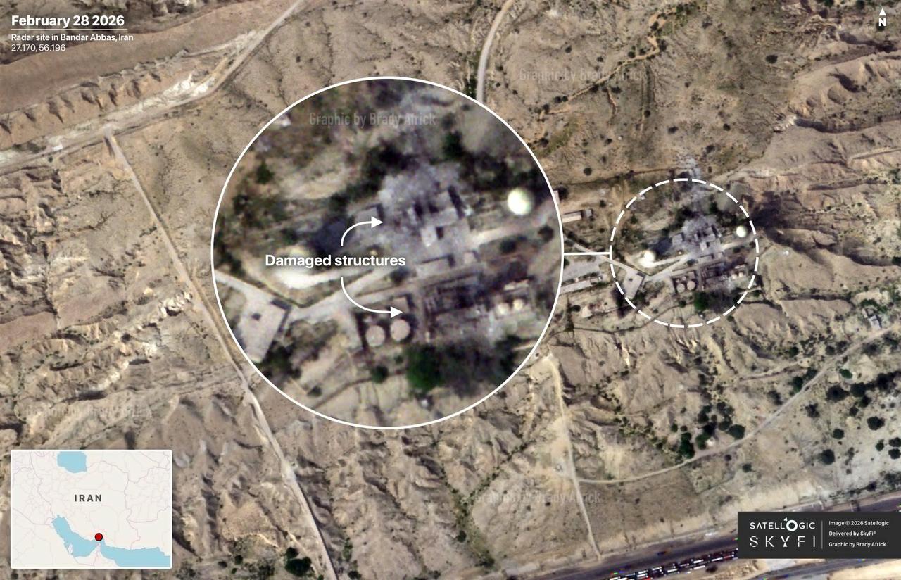 2026年2月28日Satellogic卫星图像，显示位于霍尔木兹海峡战略港口阿