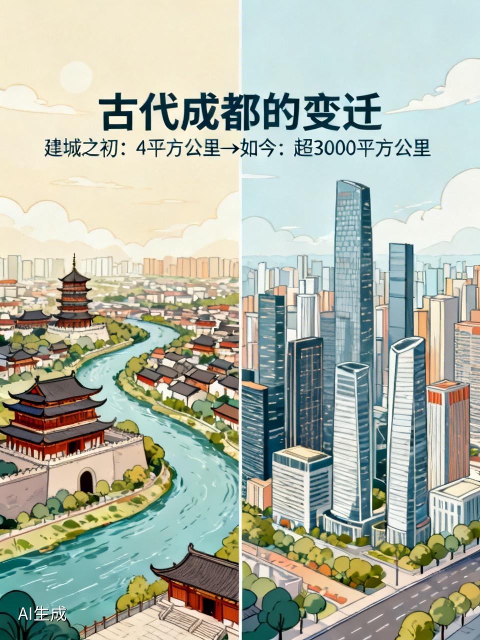 古代的“成都”有多大? 古代的成都面积变化挺大。三千年前，成都建城之初面积只有4