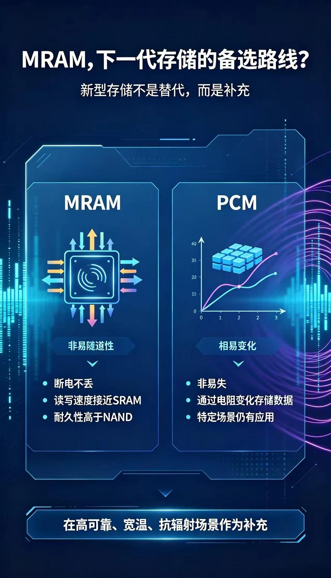 MRAM，下一代存储的备选路线？
MRAM利用磁隧道结存储数据，断电不丢，读写速