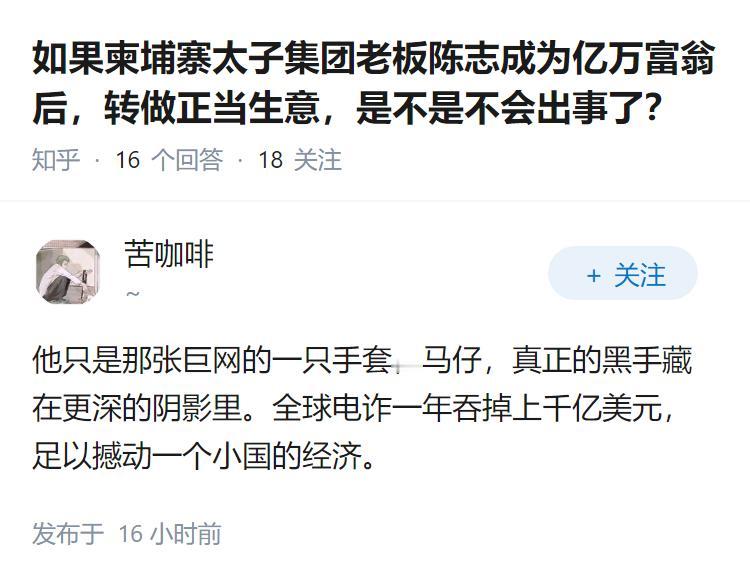 如果柬埔寨太子集团老板陈志成为亿万富翁后，转做正当生意，是不是不会出事了？