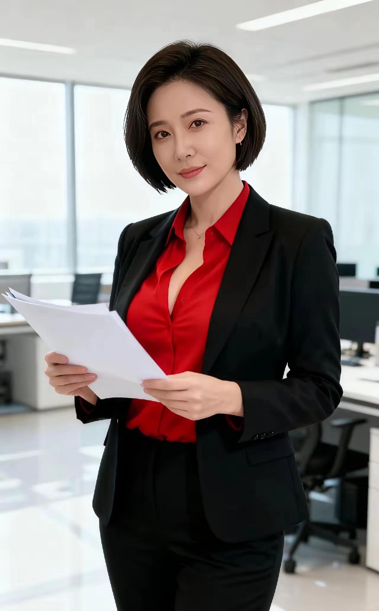 红与黑的职场搭配，是专业里的气场全开